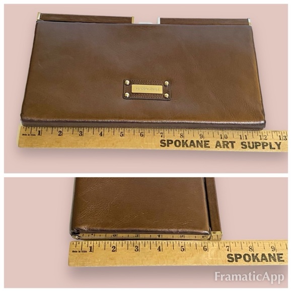NWT Charles David Metallic Bronze Leather Oversized Clutch 12.25 x 6.25” - Picture 12 of 12